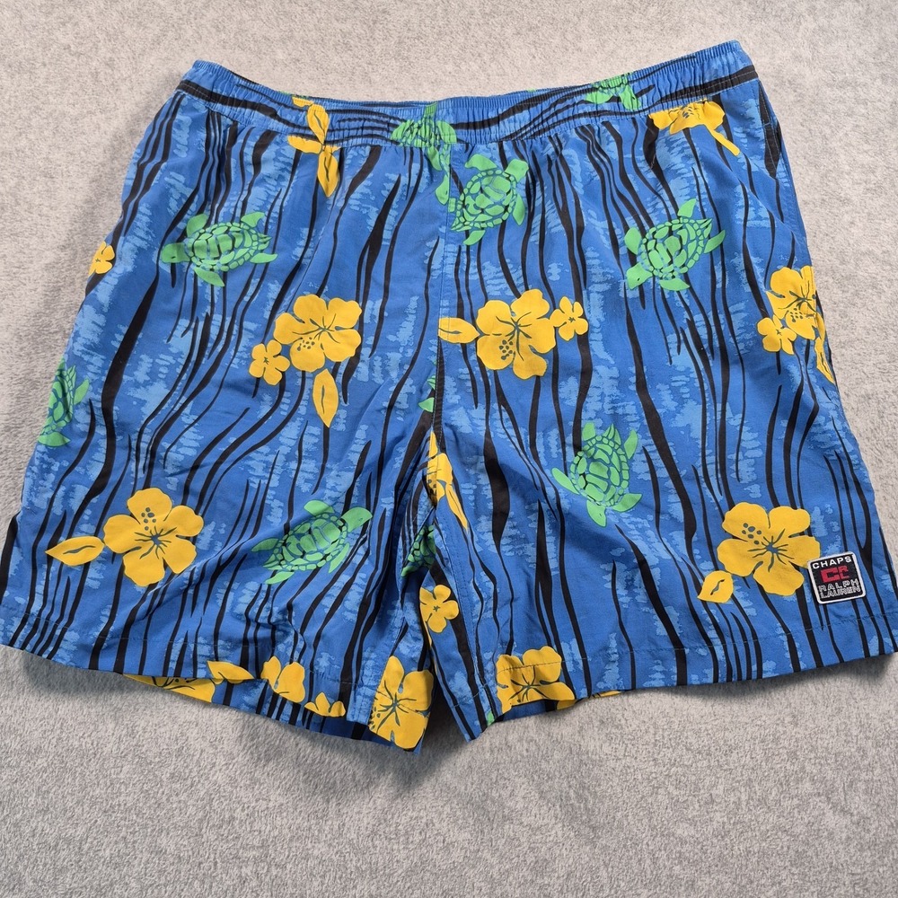 Chaps Ralph Lauren Swim Trunks Blue Tropical Turtles XXL 2XL